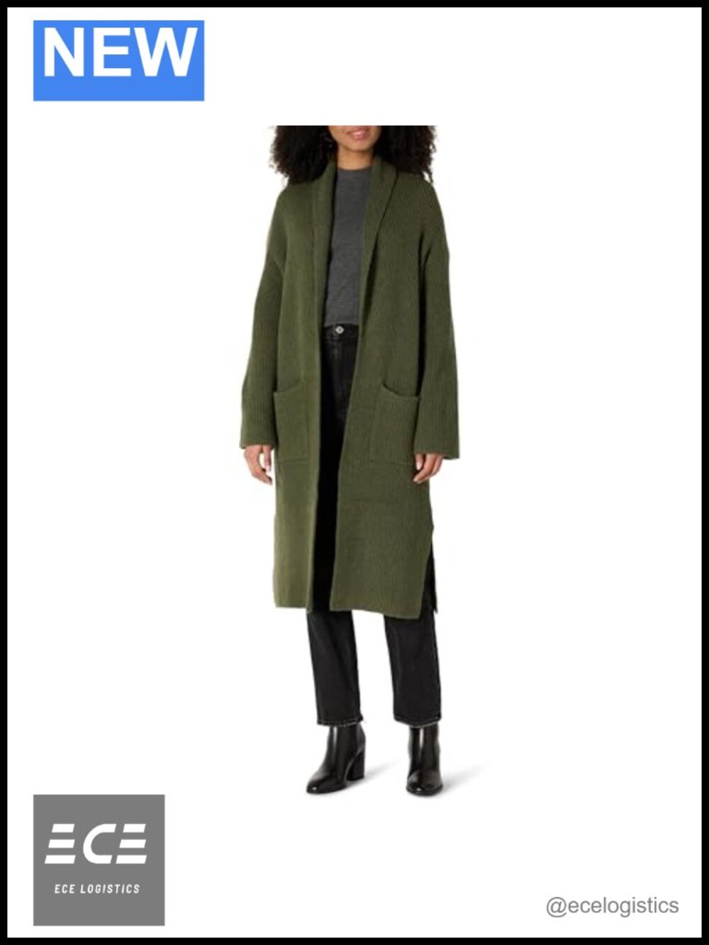 Oversized Fit Cotton Blend Heavyweight Textured Stitch Long Cardigan
